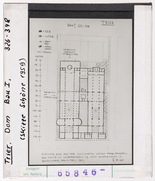 Vorschaubild Trier, Dom: Bau I, Grundriss. Skizze Wolfgang Schöne 1959 